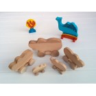 Drvena igračka - životinja na kotačima - Hippo